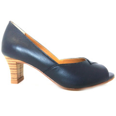 Feito Pra Você * Peep Toe 17642 em couro Marinho
