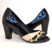 Peep Toe 22629 em verniz Preto e Bege e Pelo