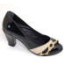 Peep Toe 22629 em verniz Preto e Bege e Pelo