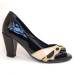 Peep Toe 22629 em verniz Preto e Bege e Pelo