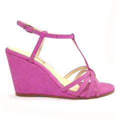 Sandália Anabela 22636 Couro Pink