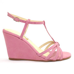 Sandália Anabela 22636 Couro Rosa