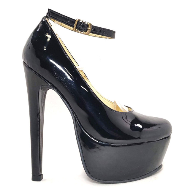 Meia Pata Scarpin Pump 23651 Verniz Preto