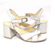 Feito Pra Você * Sandália 23620 Premium Couro Off White e Prata Velho