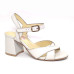 Feito Pra Você * Sandália 23620 Premium Couro Off White e Prata Velho