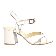 Feito Pra Você * Sandália 23620 Premium Couro Off White e Prata Velho
