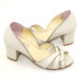 Feito Pra Você * Peep Toe Premium 24614 Off White com Prata Velho