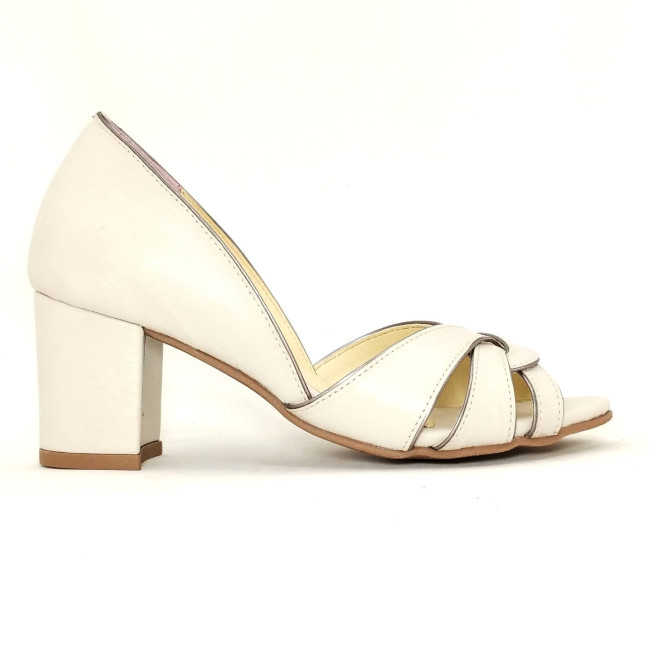 Feito Pra Você * Peep Toe Premium 24614 Off White com Prata Velho