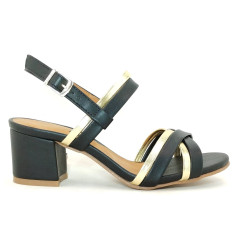Feito Pra Você * Sandália 24631 Preto e Ouro