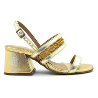 Sandalia 25620 Couro Metalizado Ouro