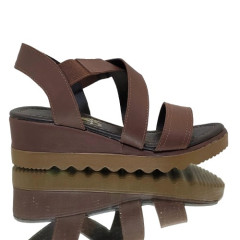 Feito Pra Você * Anabela Sandália 22204 em couro Café