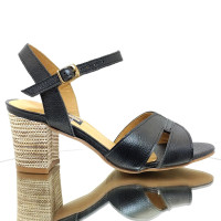 Sandália 23609 couro Preto