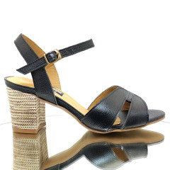 Sandália 23609 couro Preto