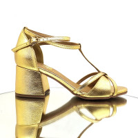 Sandália 24609 Couro Metalizada Ouro Sandália 24609 Couro Metalizada Ouro